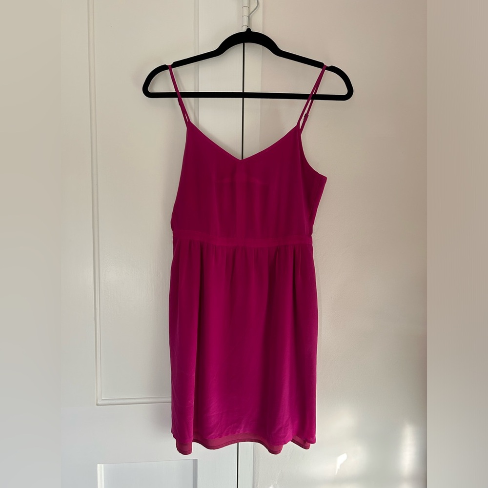 Madewell hot pink mini dress with adjustable straps and pockets Size 2